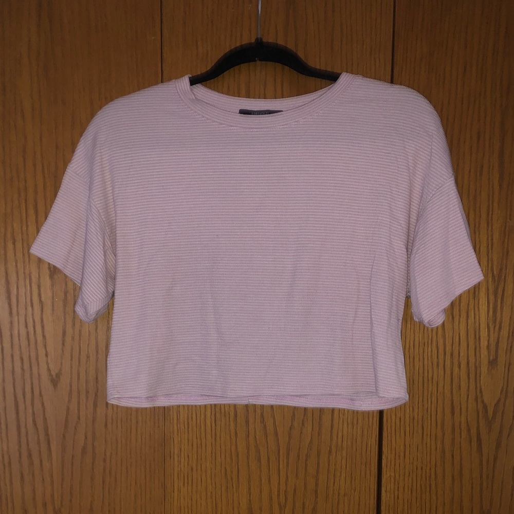 Medium Forever 21 Baby pink and white striped crop top